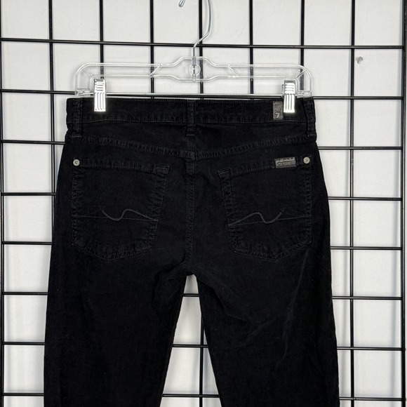 7 For All Mankind Roxanne Jeans Womens 27 Black Corduroy Stretch Skinny USA 33" - Picture 4 of 11